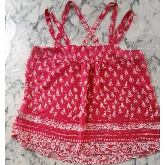 Express Blouse Tank Top Jr. Med. Sheer Lightweight Floral Feminine Handkerchief - Picture 2 of 8